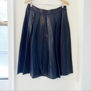 Pleated Faux Leather Skirt